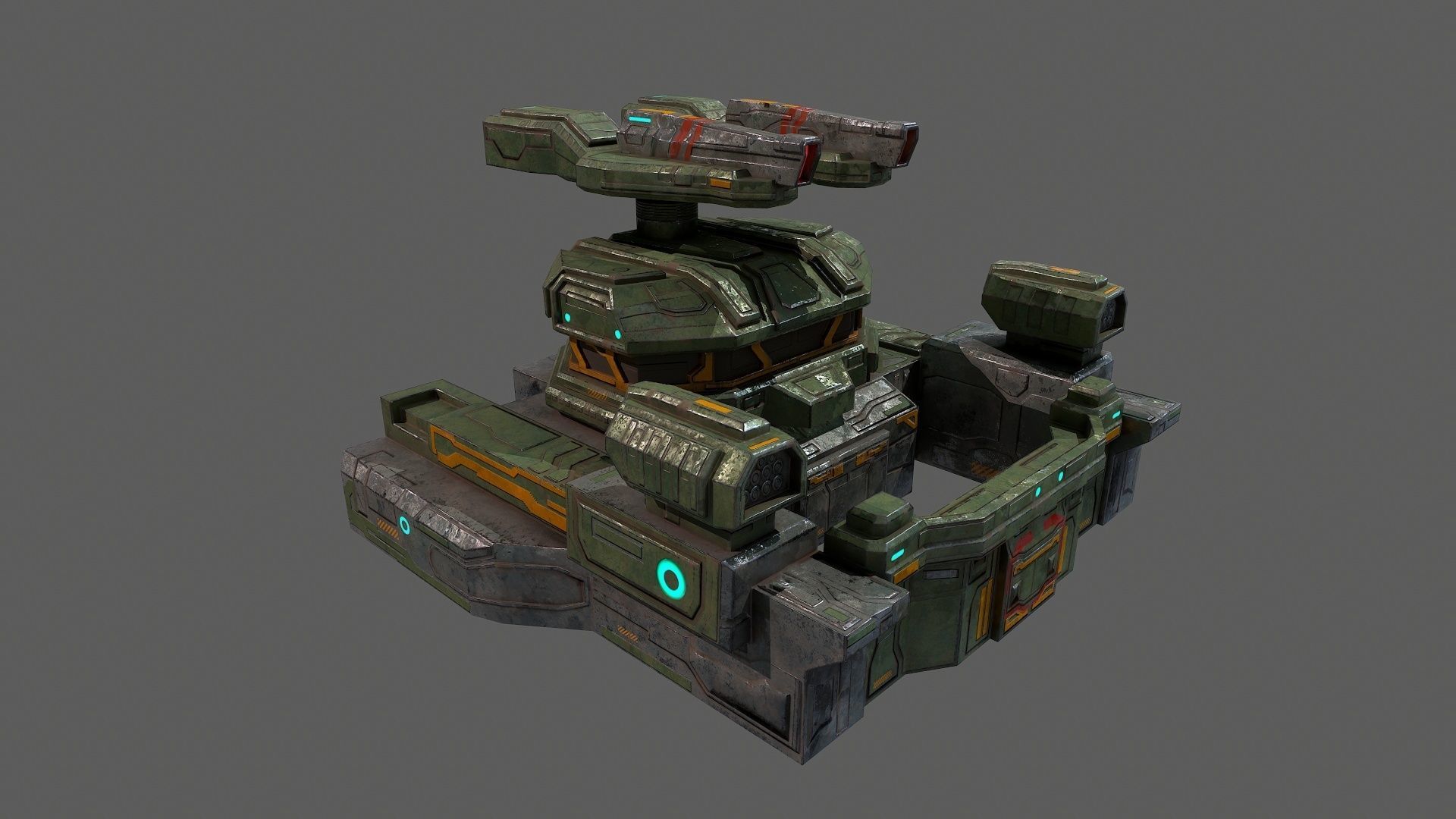 Low poly sci fi defence bunker building environment asset Low-poly 3D model_6