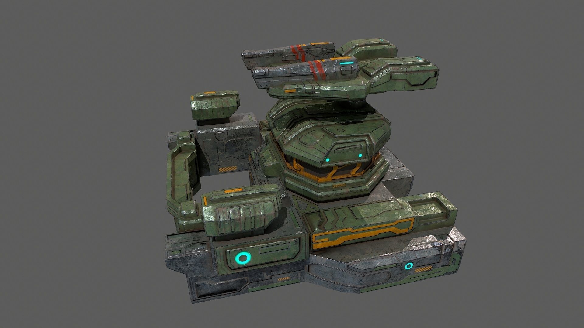 Low poly sci fi defence bunker building environment asset Low-poly 3D model_2
