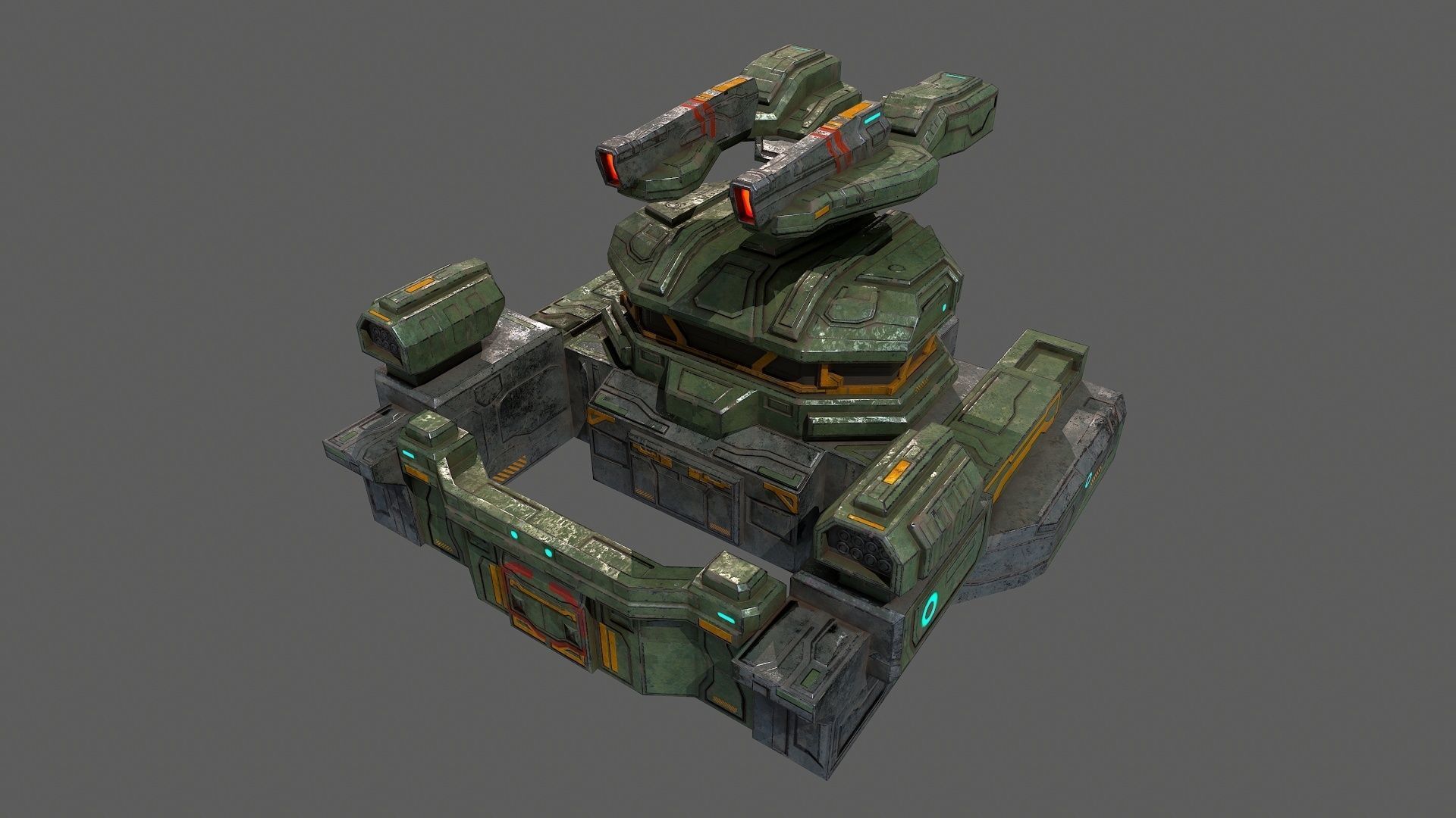 Low poly sci fi defence bunker building environment asset Low-poly 3D model_0