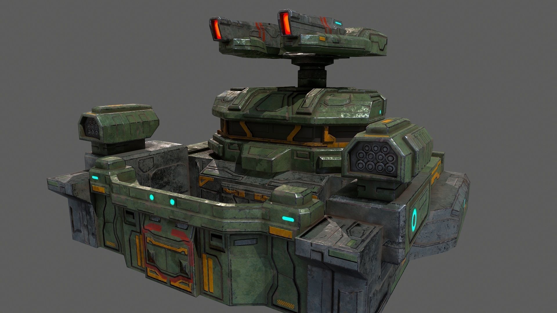 Low poly sci fi defence bunker building environment asset Low-poly 3D model_9