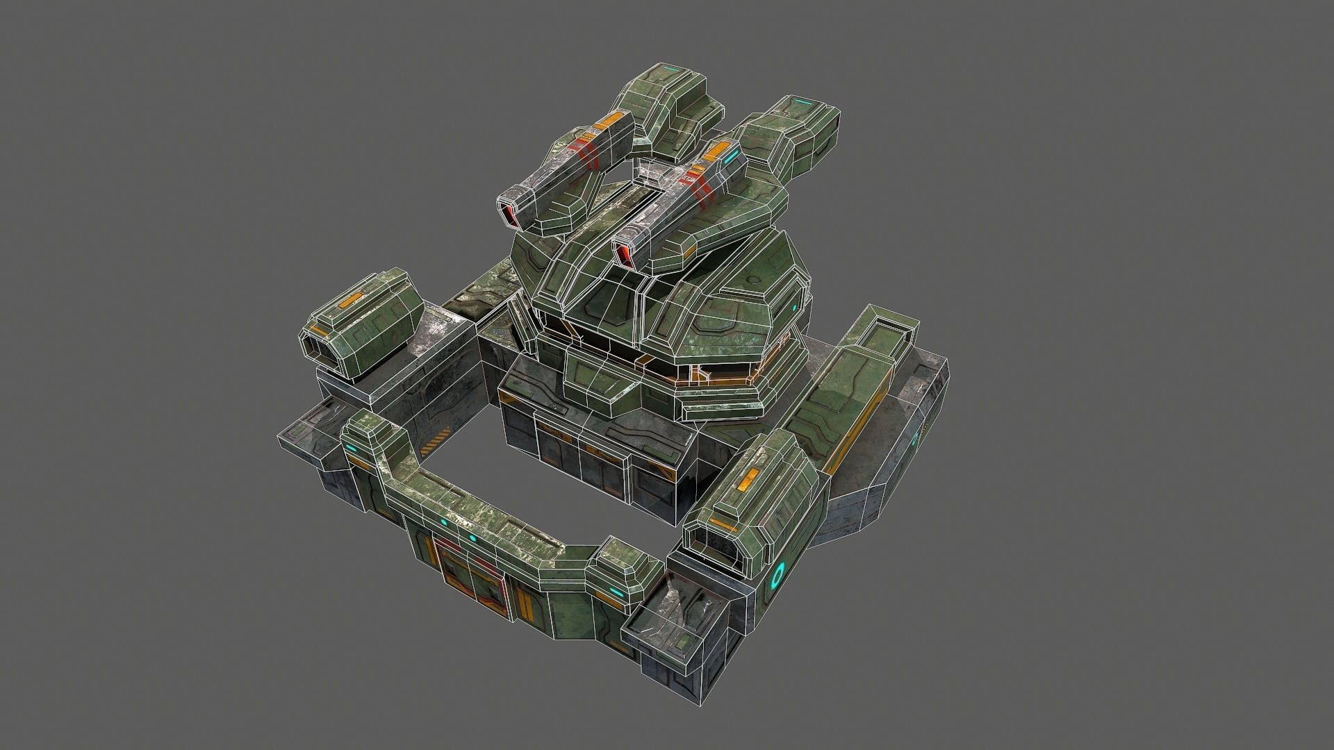 Low poly sci fi defence bunker building environment asset Low-poly 3D model_11