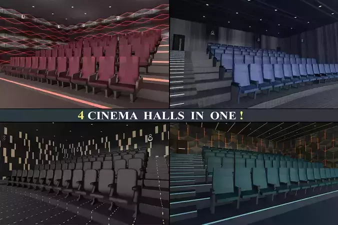 Cinema Halls Pack02 Low-poly 3D model
