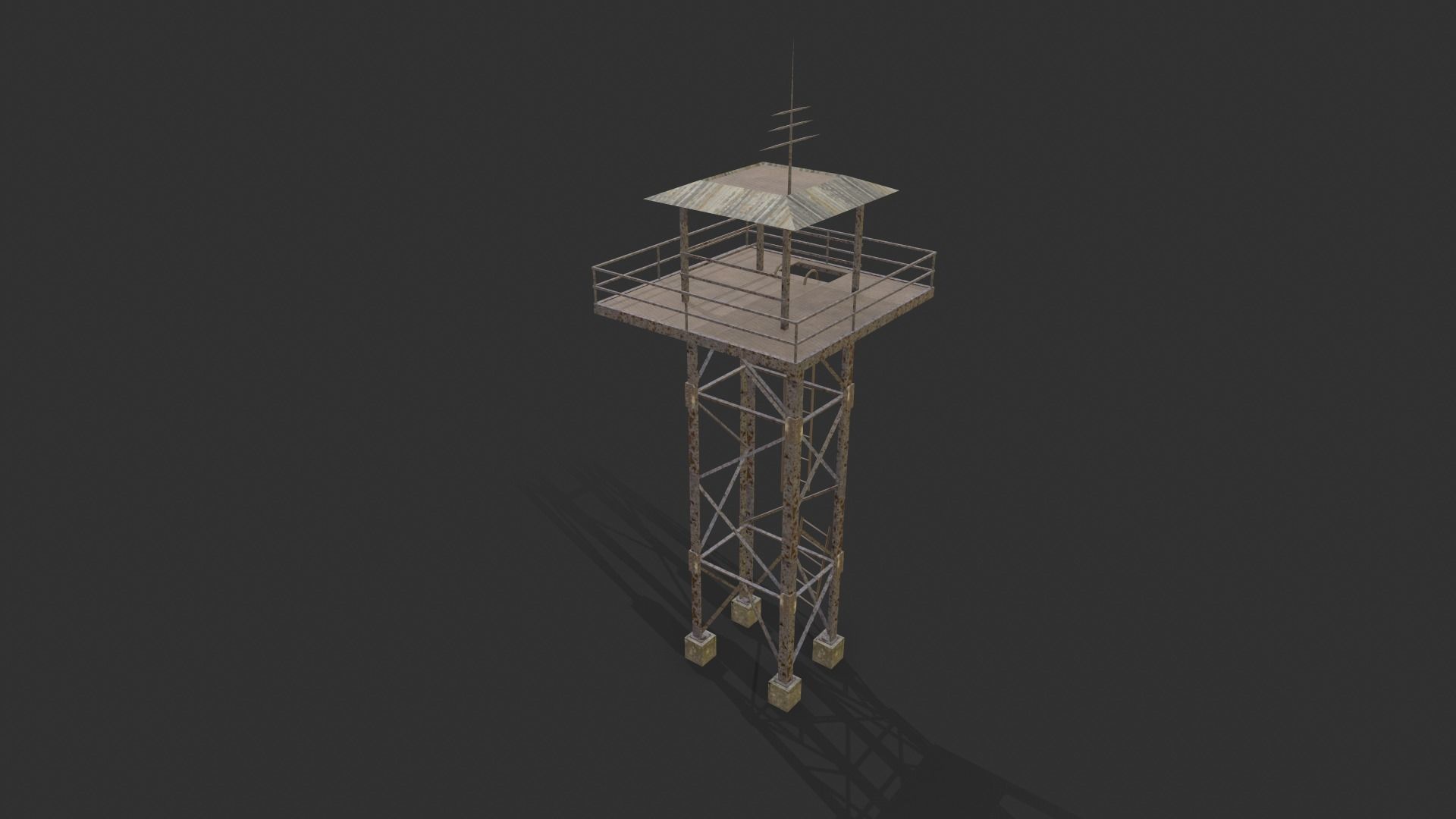 Watchtowers fire tower Low-poly 3D model_4