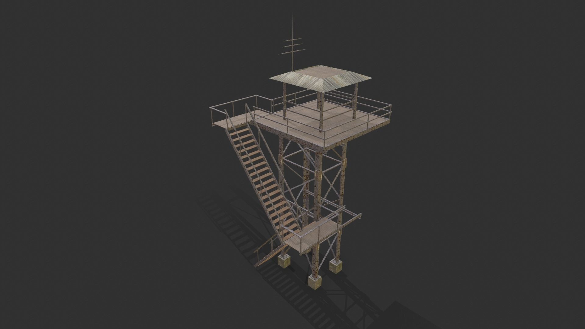 Watchtowers fire tower Low-poly 3D model_10