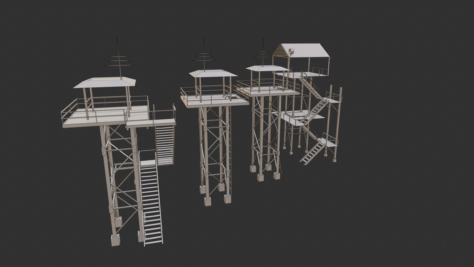 Watchtowers fire tower Low-poly 3D model_21