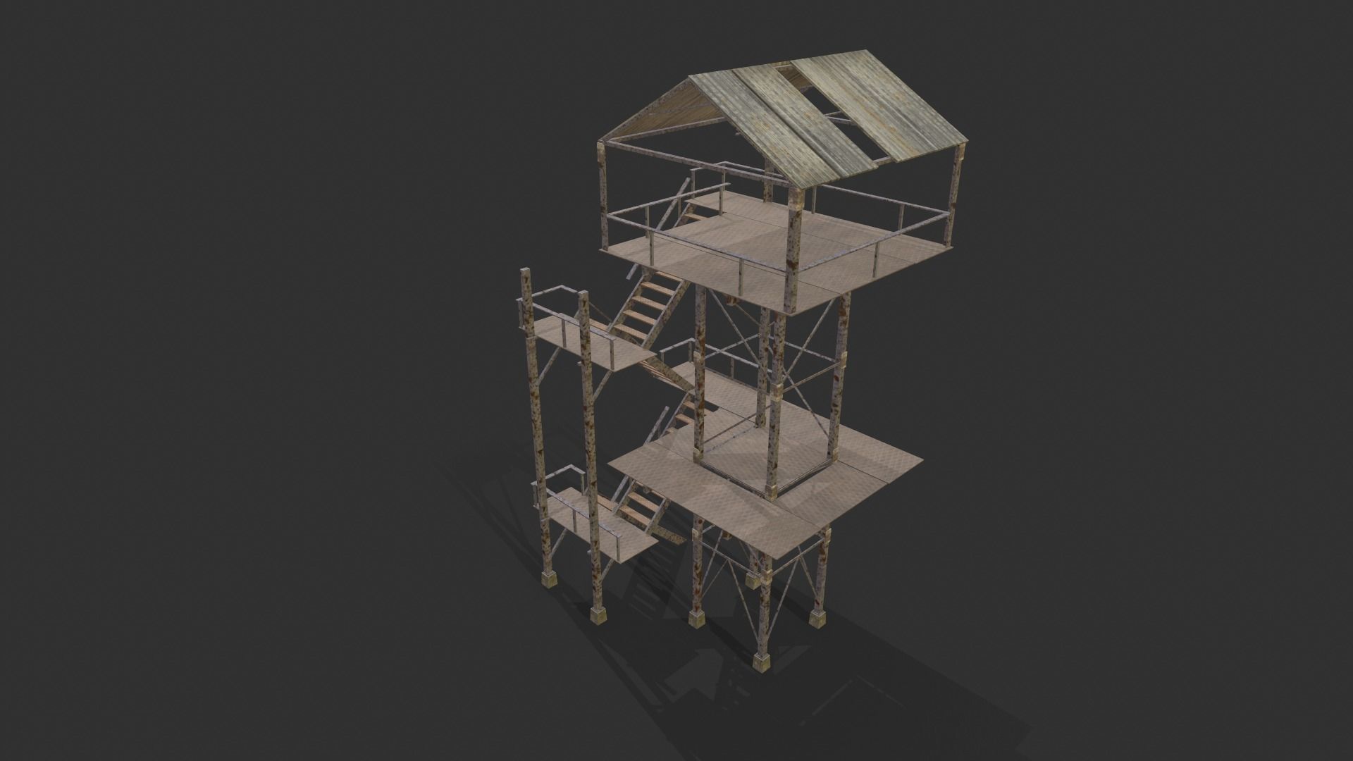 Watchtowers fire tower Low-poly 3D model_13