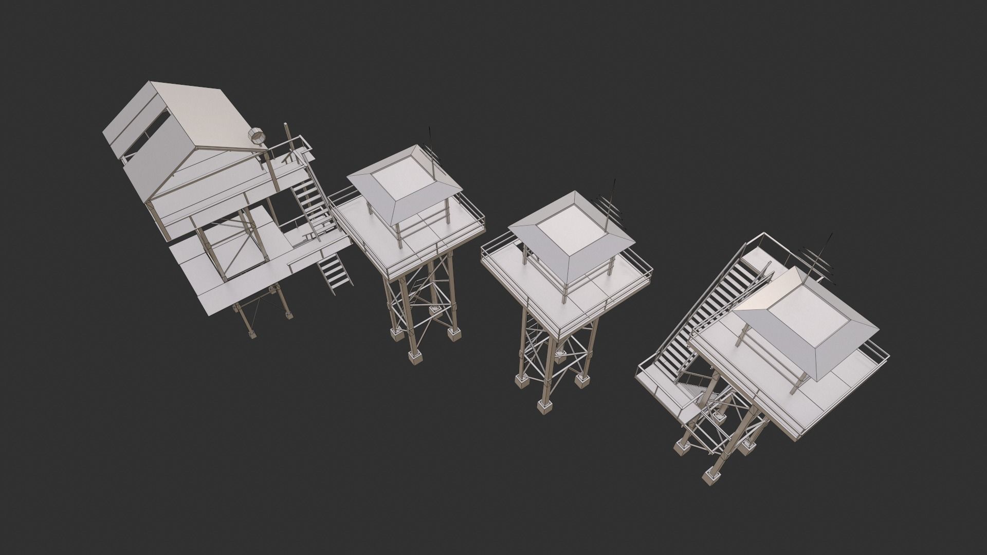 Watchtowers fire tower Low-poly 3D model_22
