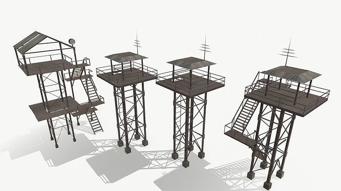 Watchtowers fire tower Low-poly 3D model