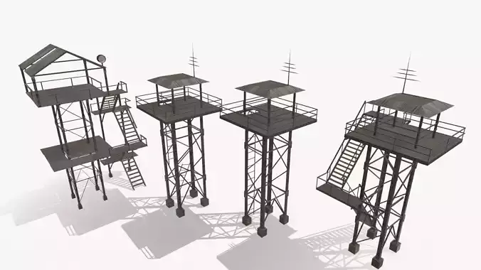 Watchtowers fire tower Low-poly 3D model