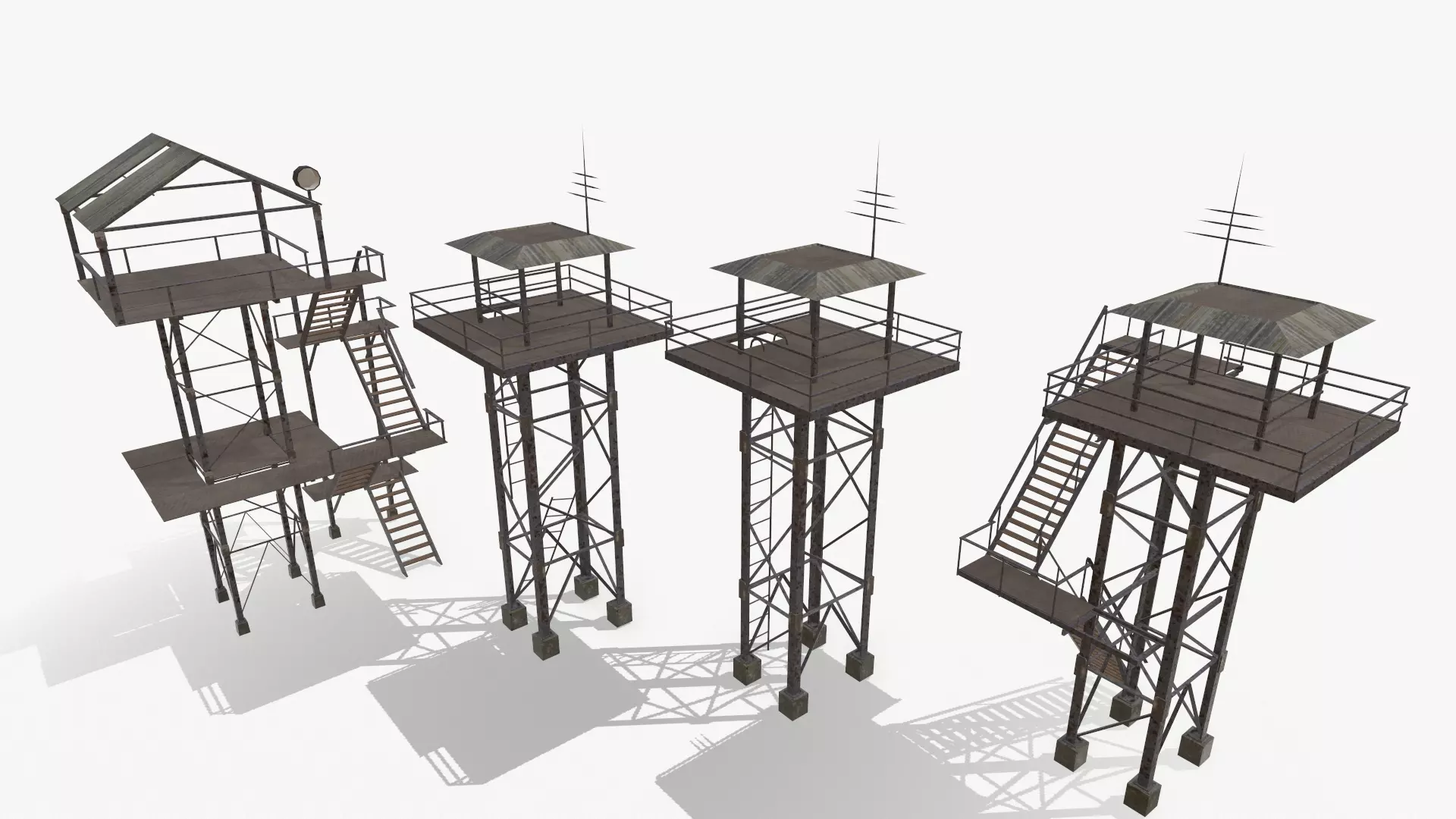 Watchtowers fire tower Low-poly 3D model_0