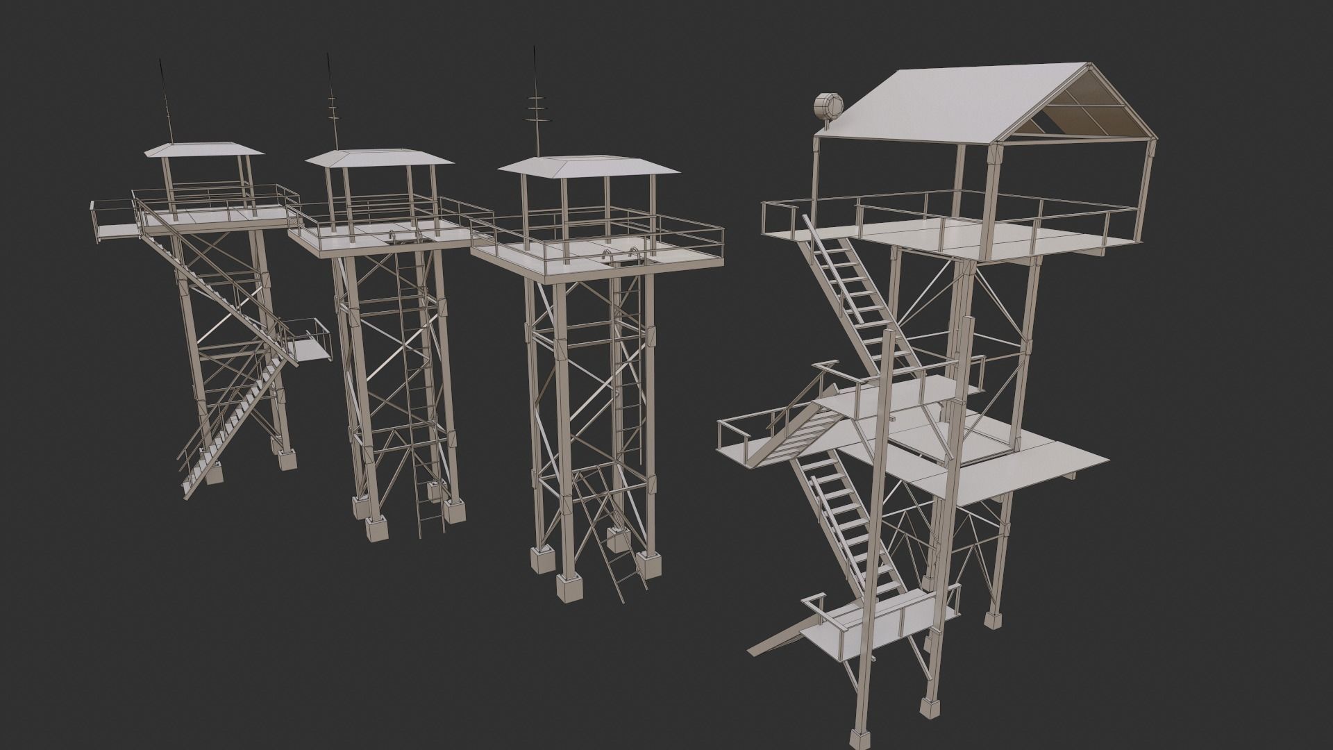 Watchtowers fire tower Low-poly 3D model_24