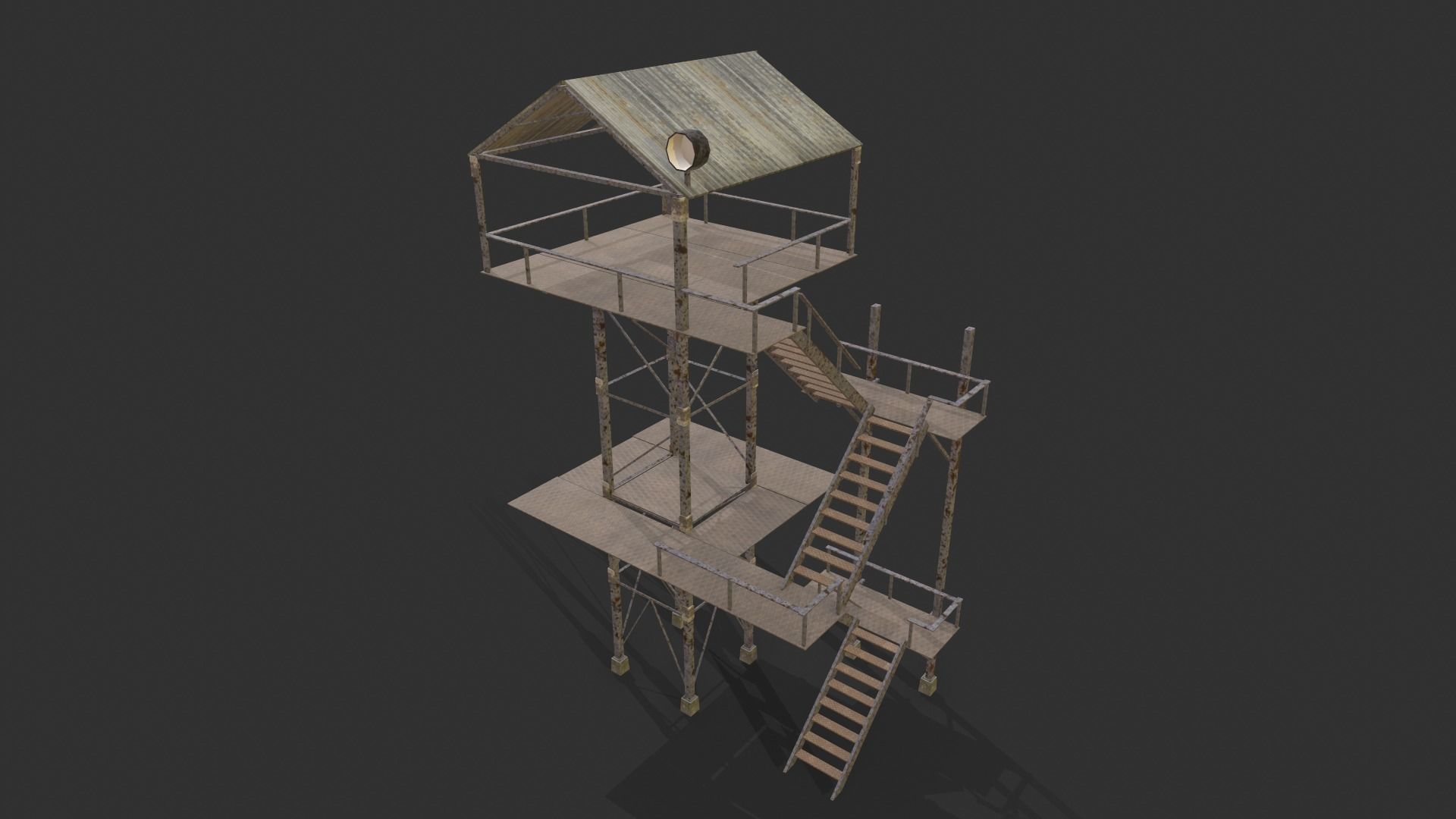 Watchtowers fire tower Low-poly 3D model_5