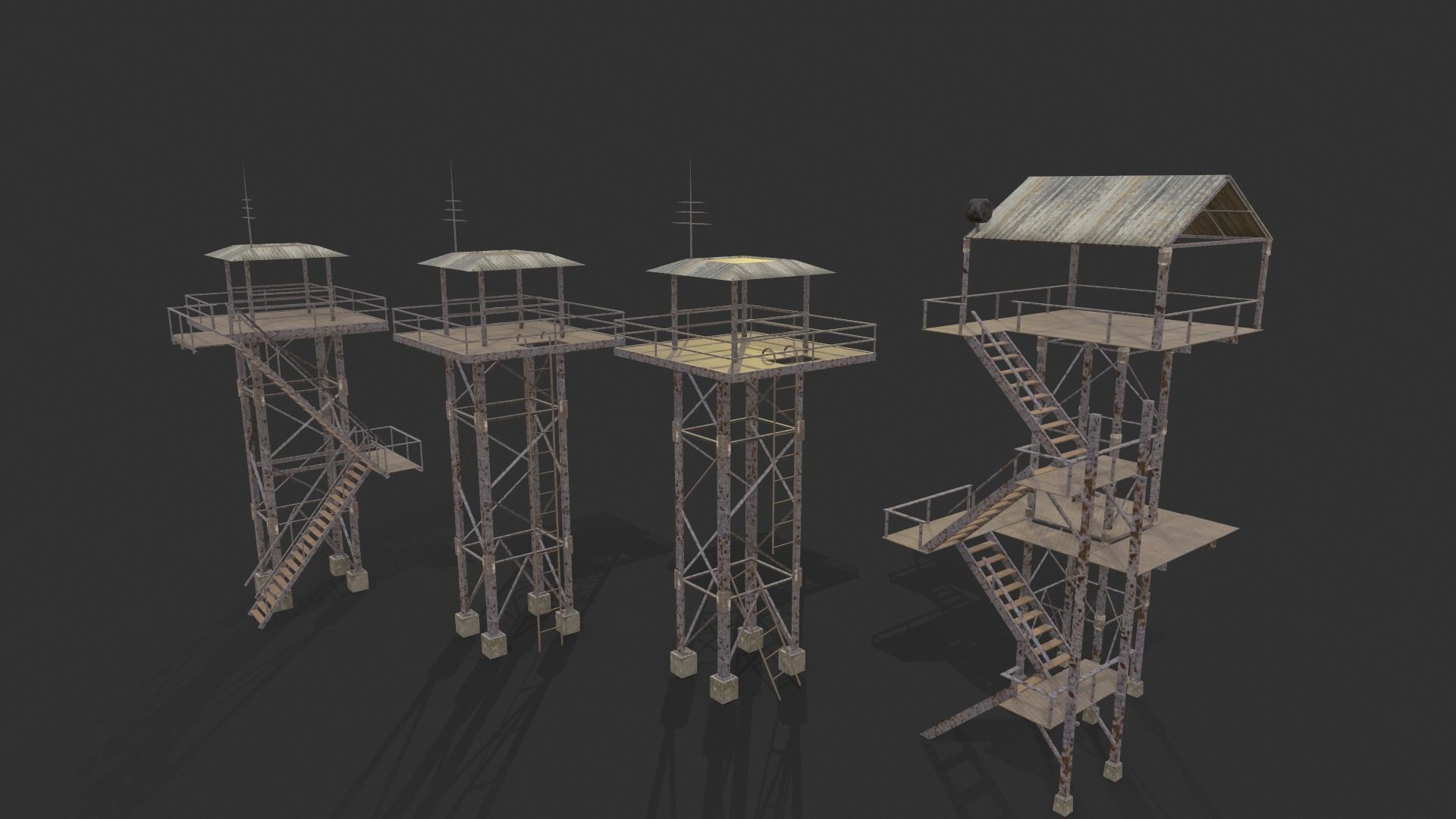 Watchtowers fire tower Low-poly 3D model_20