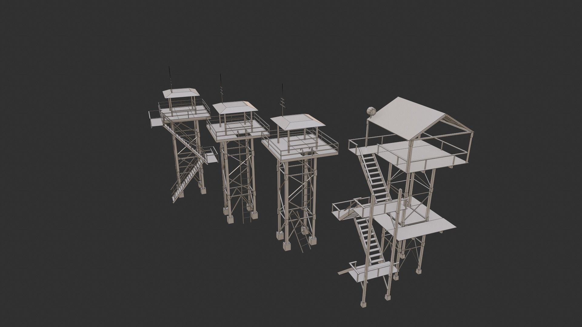 Watchtowers fire tower Low-poly 3D model_23
