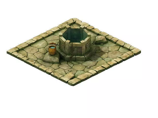 Game Model - prairie scene - Wells 01 3D model_0