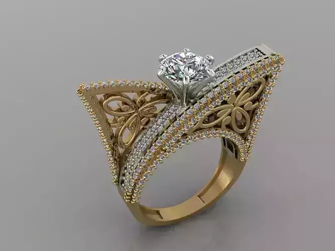 GC GOLD T161- Diamond solitarie gold ring 