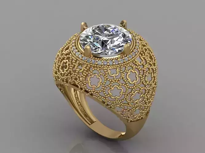 GC GOLD T162- Diamond solitarie gold ring 