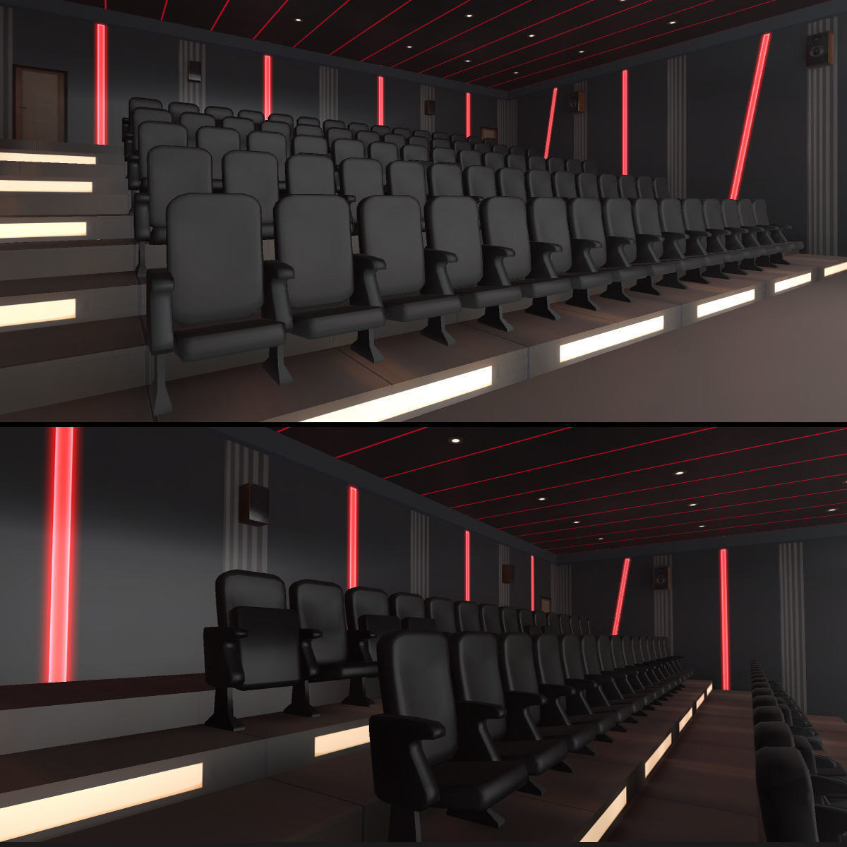 Modern Cinema Halls - 8 Scenes Low-poly 3D model_5
