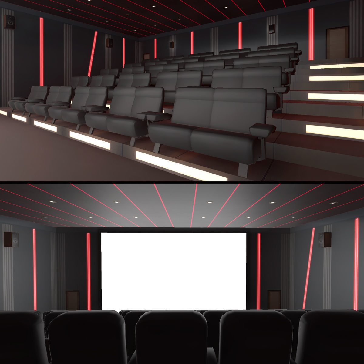 Modern Cinema Halls - 8 Scenes Low-poly 3D model_4