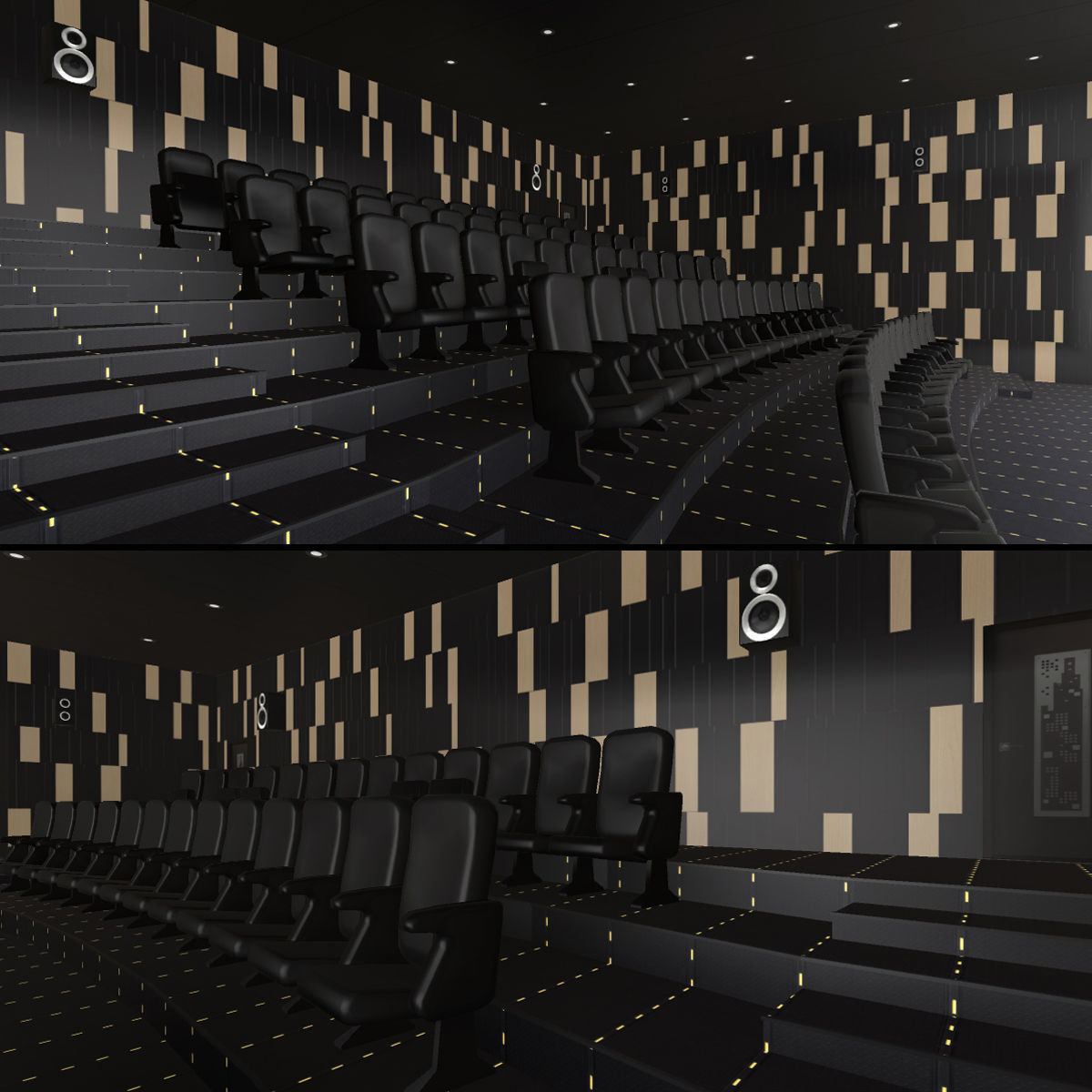 Modern Cinema Halls - 8 Scenes Low-poly 3D model_8