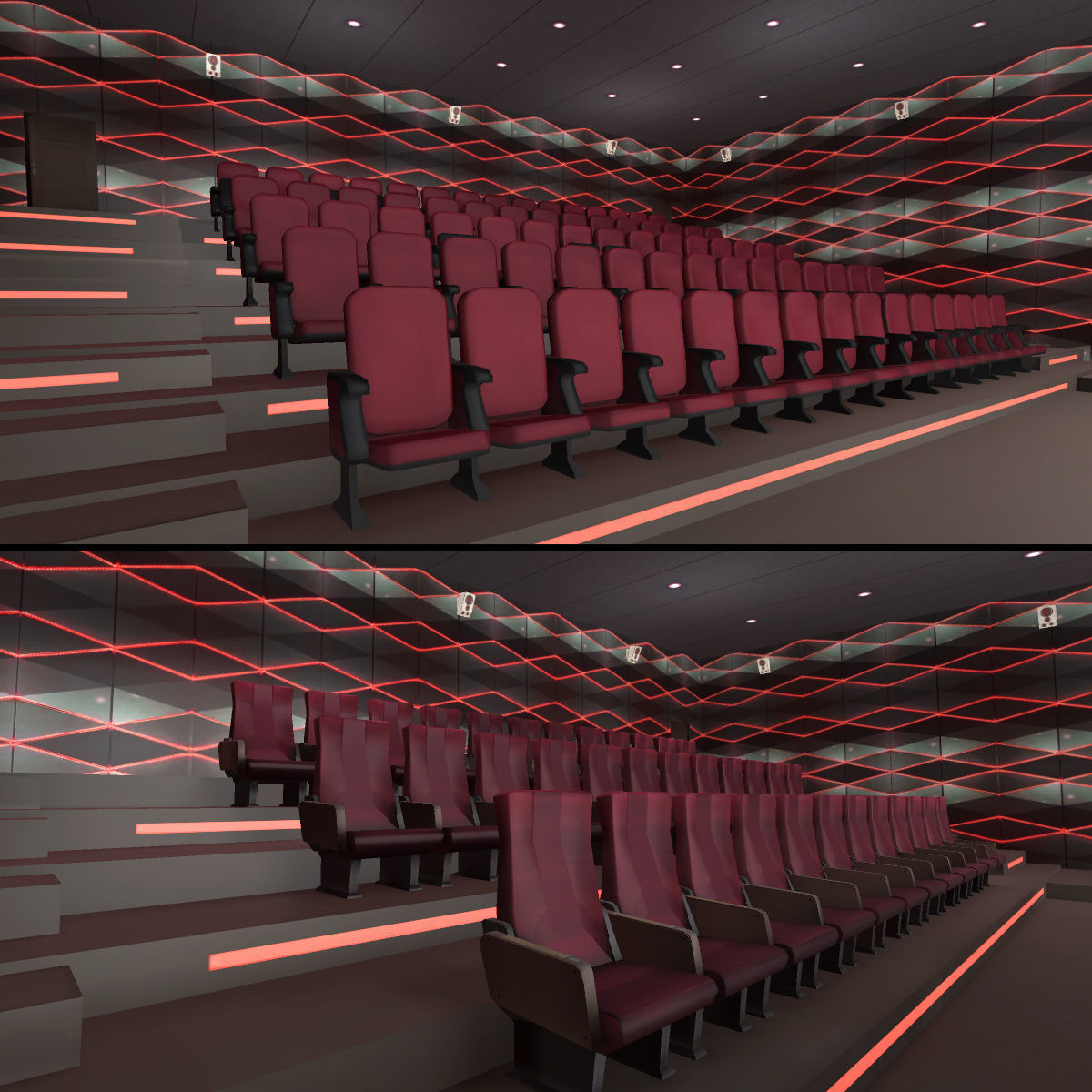 Modern Cinema Halls - 8 Scenes Low-poly 3D model_14
