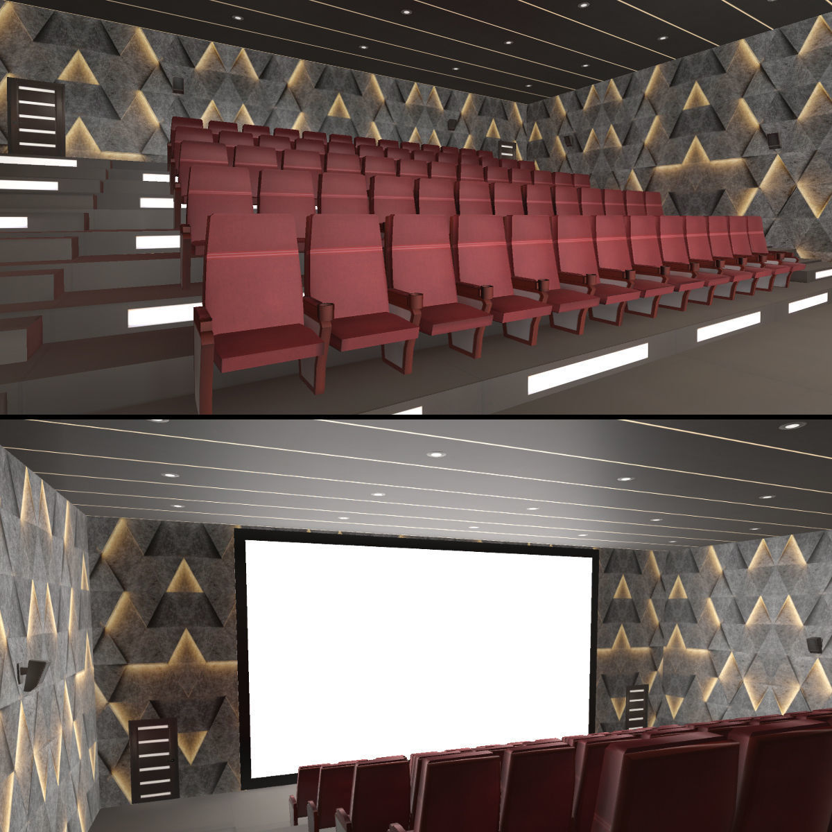 Modern Cinema Halls - 8 Scenes Low-poly 3D model_16