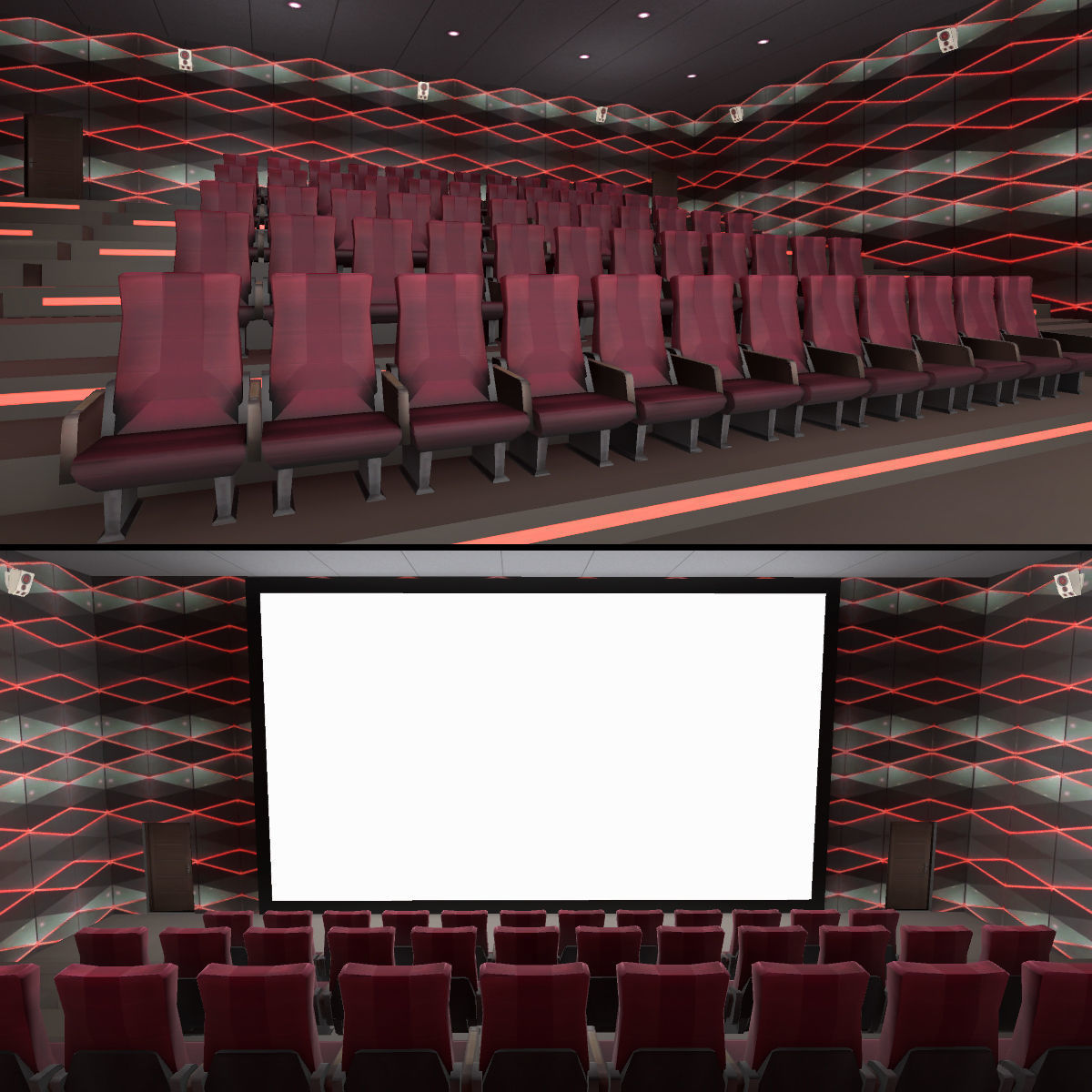 Modern Cinema Halls - 8 Scenes Low-poly 3D model_13