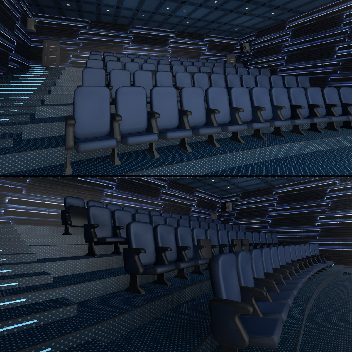 Modern Cinema Halls - 8 Scenes Low-poly 3D model_10