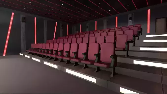 Modern Cinema Halls - 8 Scenes Low-poly 3D model