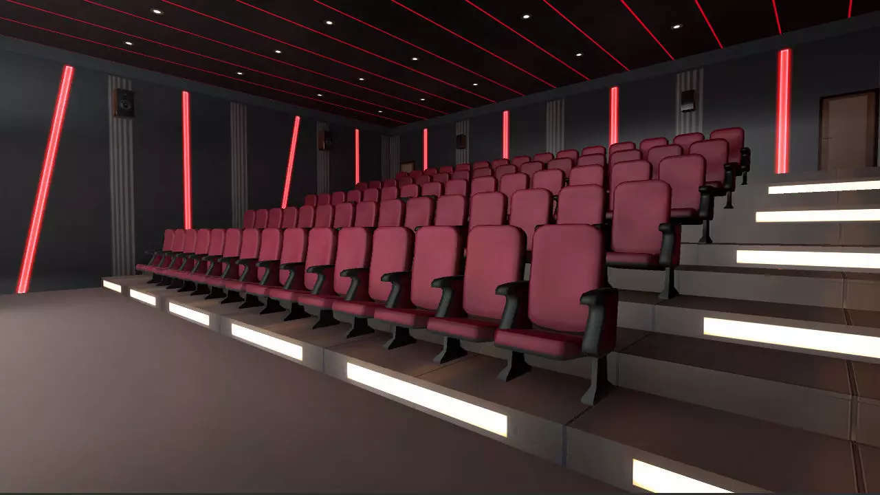 Modern Cinema Halls - 8 Scenes Low-poly 3D model_0