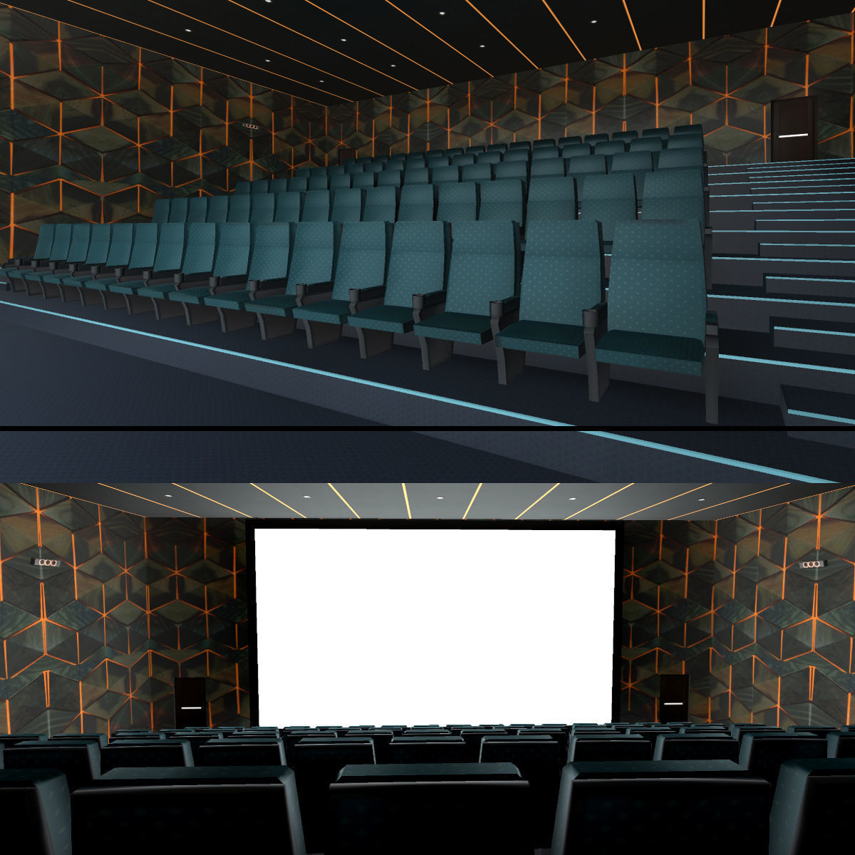 Modern Cinema Halls - 8 Scenes Low-poly 3D model_18