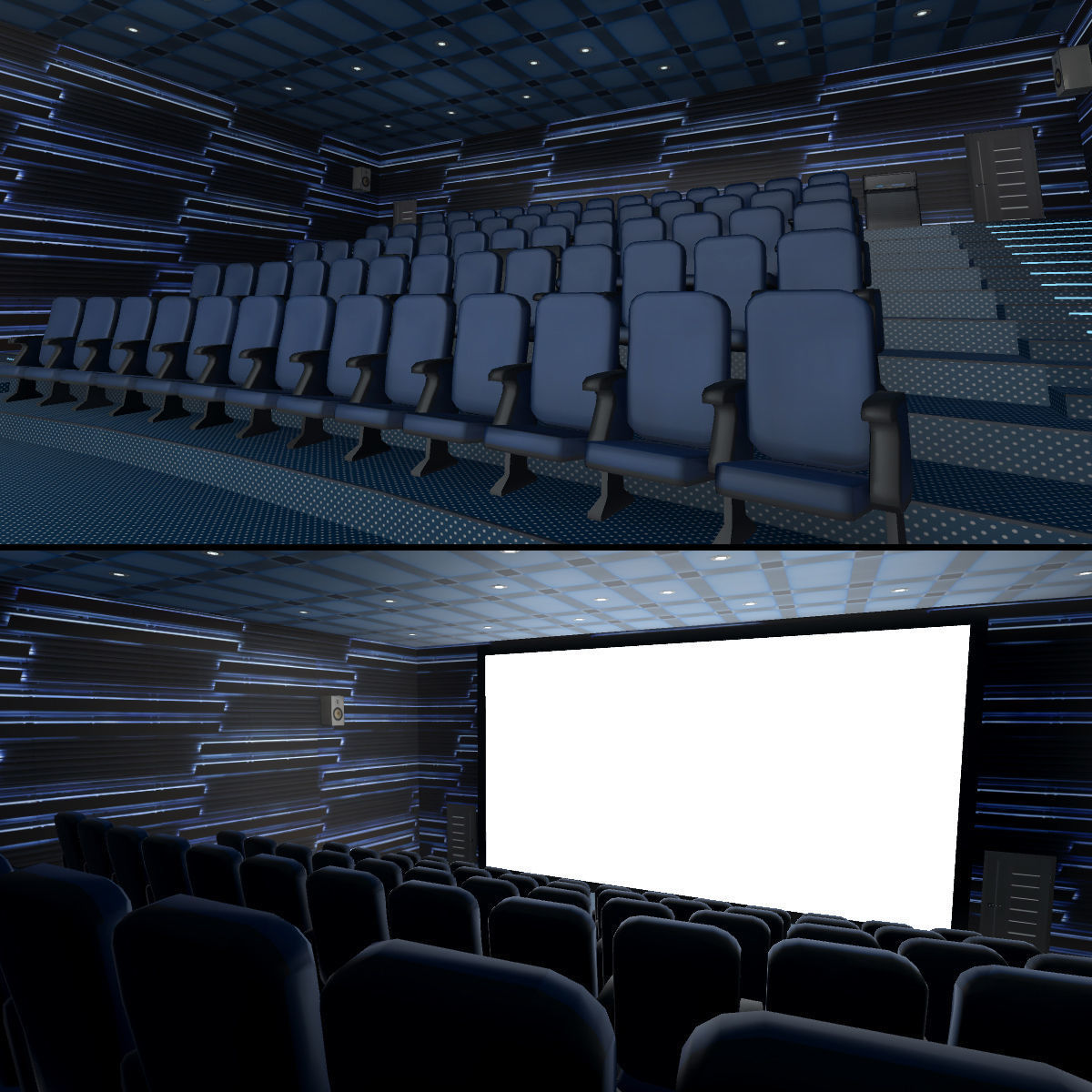 Modern Cinema Halls - 8 Scenes Low-poly 3D model_9
