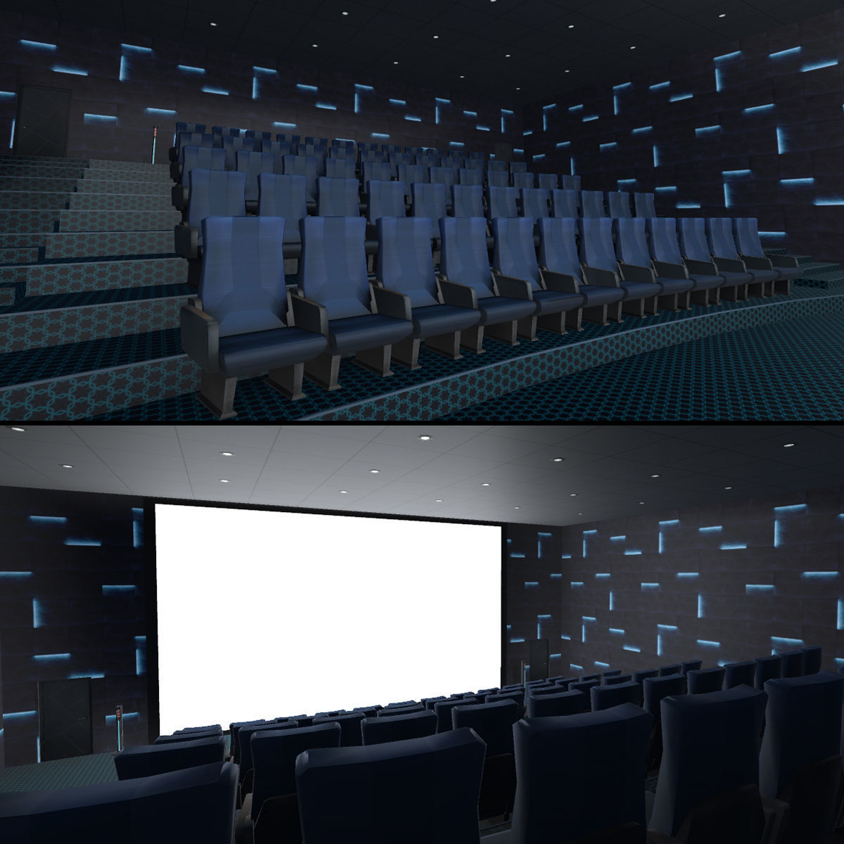 Modern Cinema Halls - 8 Scenes Low-poly 3D model_6