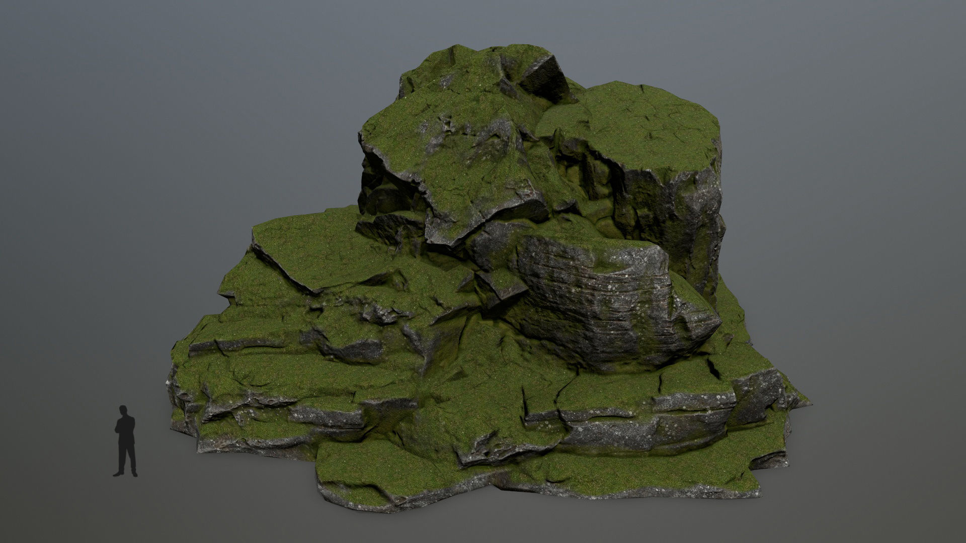 rocks rock formation with grass on top Low-poly 3D model_1