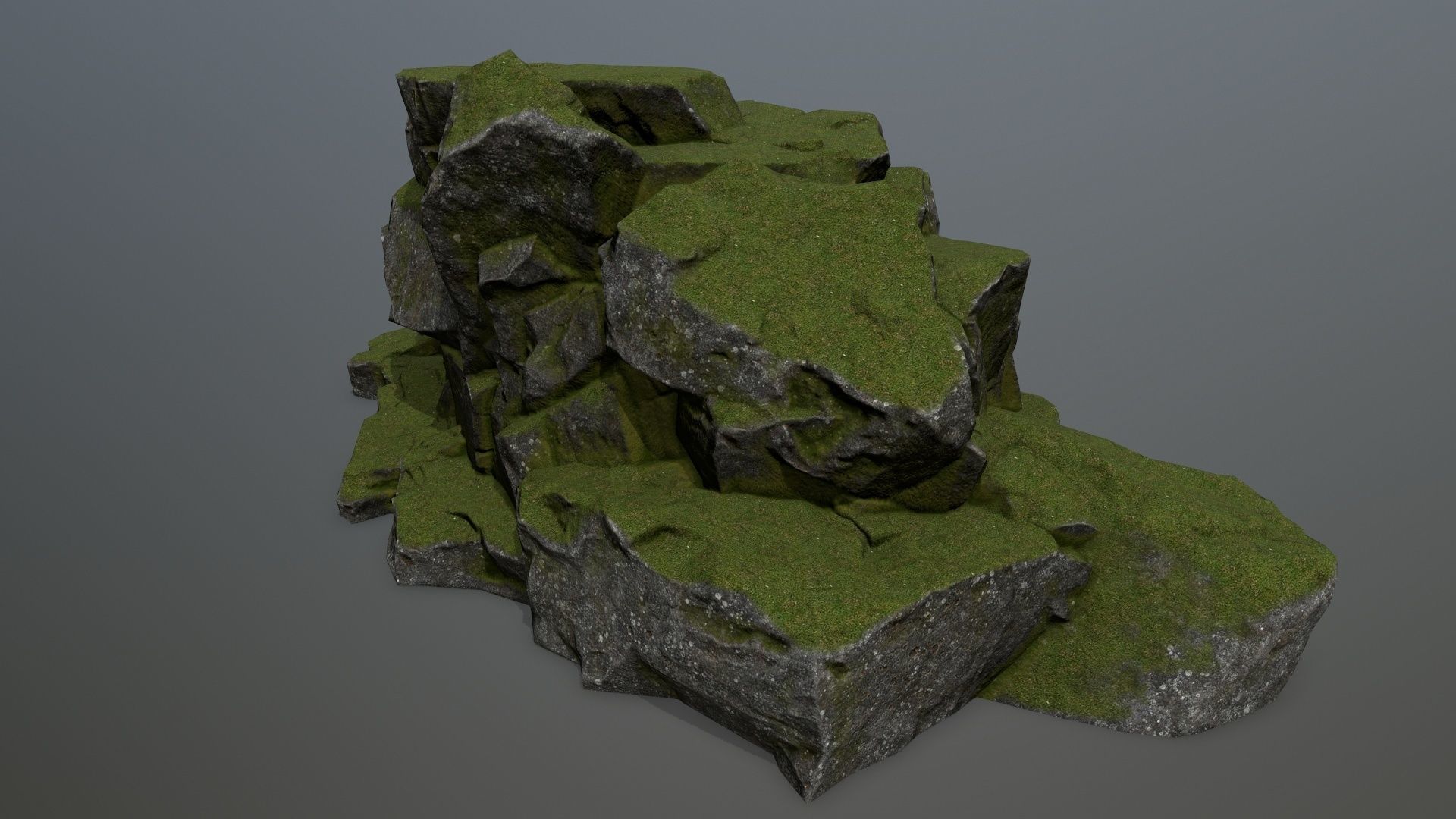 rocks rock formation with grass on top Low-poly 3D model_16