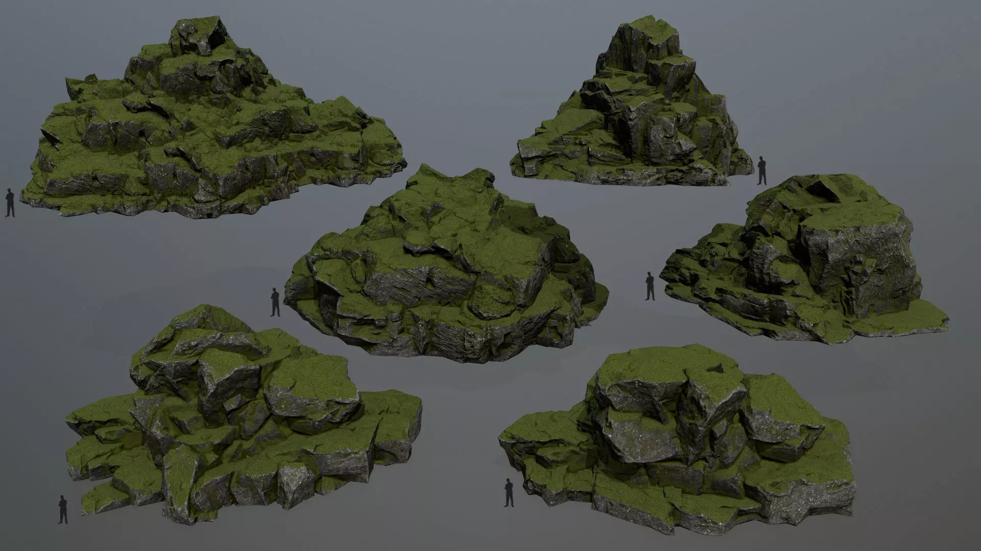 rocks rock formation with grass on top Low-poly 3D model_0