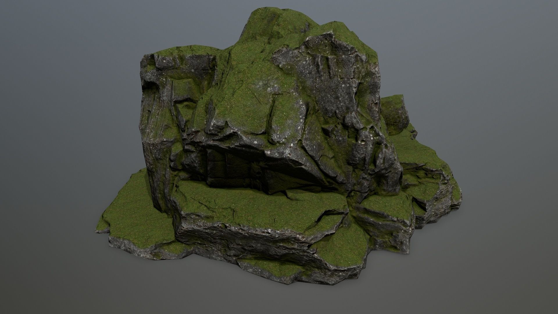 rocks rock formation with grass on top Low-poly 3D model_3