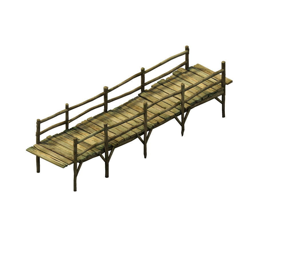Game Model - prairie scene - wooden bridge 02 01 3D model_2