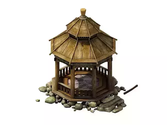 Game Model - prairie scene - wooden gazebo 01