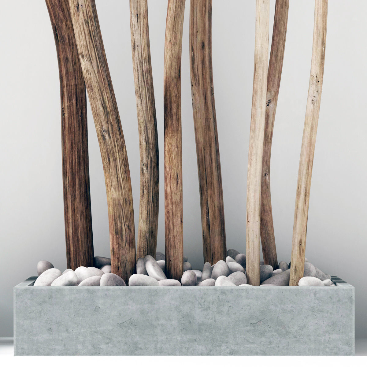 Planter small branch decoration n1 3D model_4