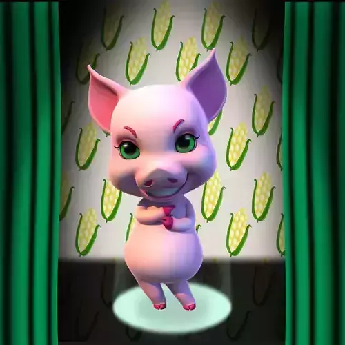 PinkPink little sow in pink 3D model
