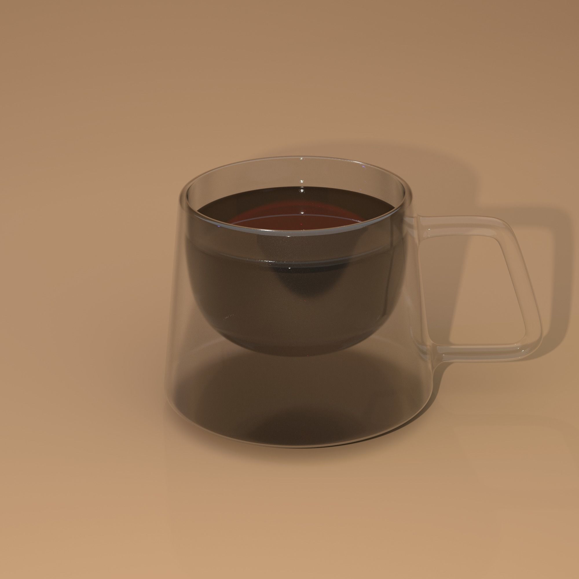 Square double glass cup 3D model_1