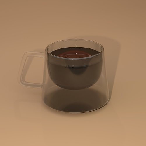 Square double glass cup 3D model