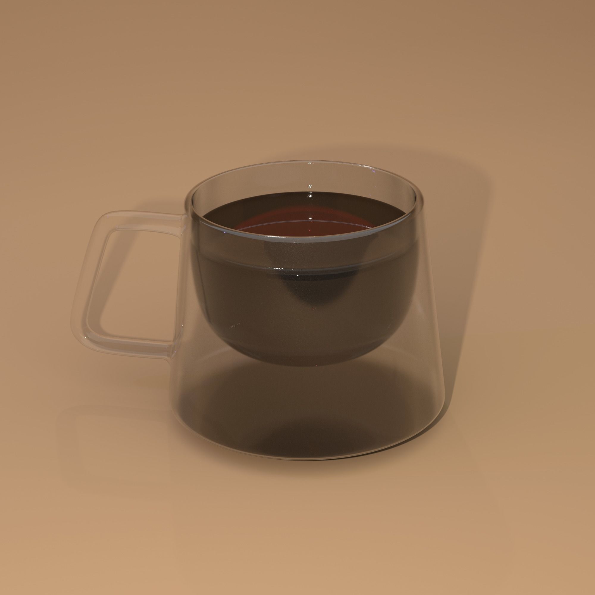 Square double glass cup 3D model_0