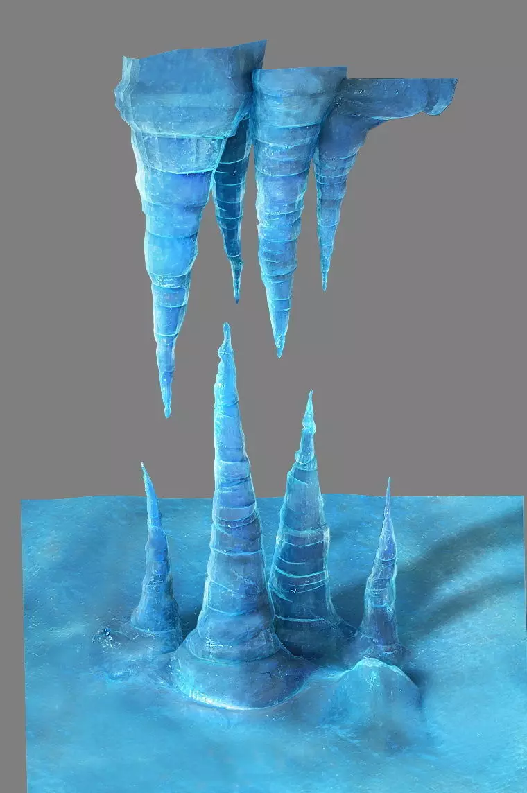 Game Model - snow - ice shoots 01 3D model_0