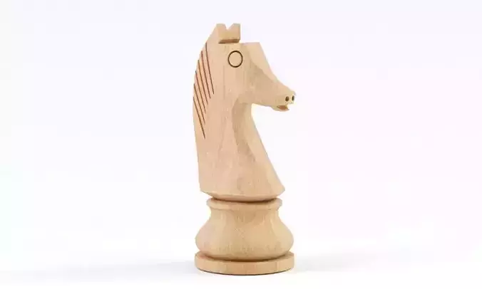 Wooden Chess Knight Low-poly 3D model