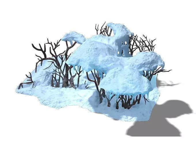 Game Model - Snow - low shrubs 01 3D model_0