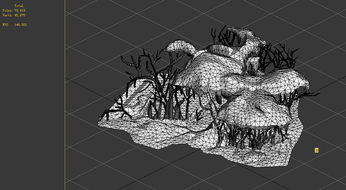 Game Model - Snow - low shrubs 01 3D model_1