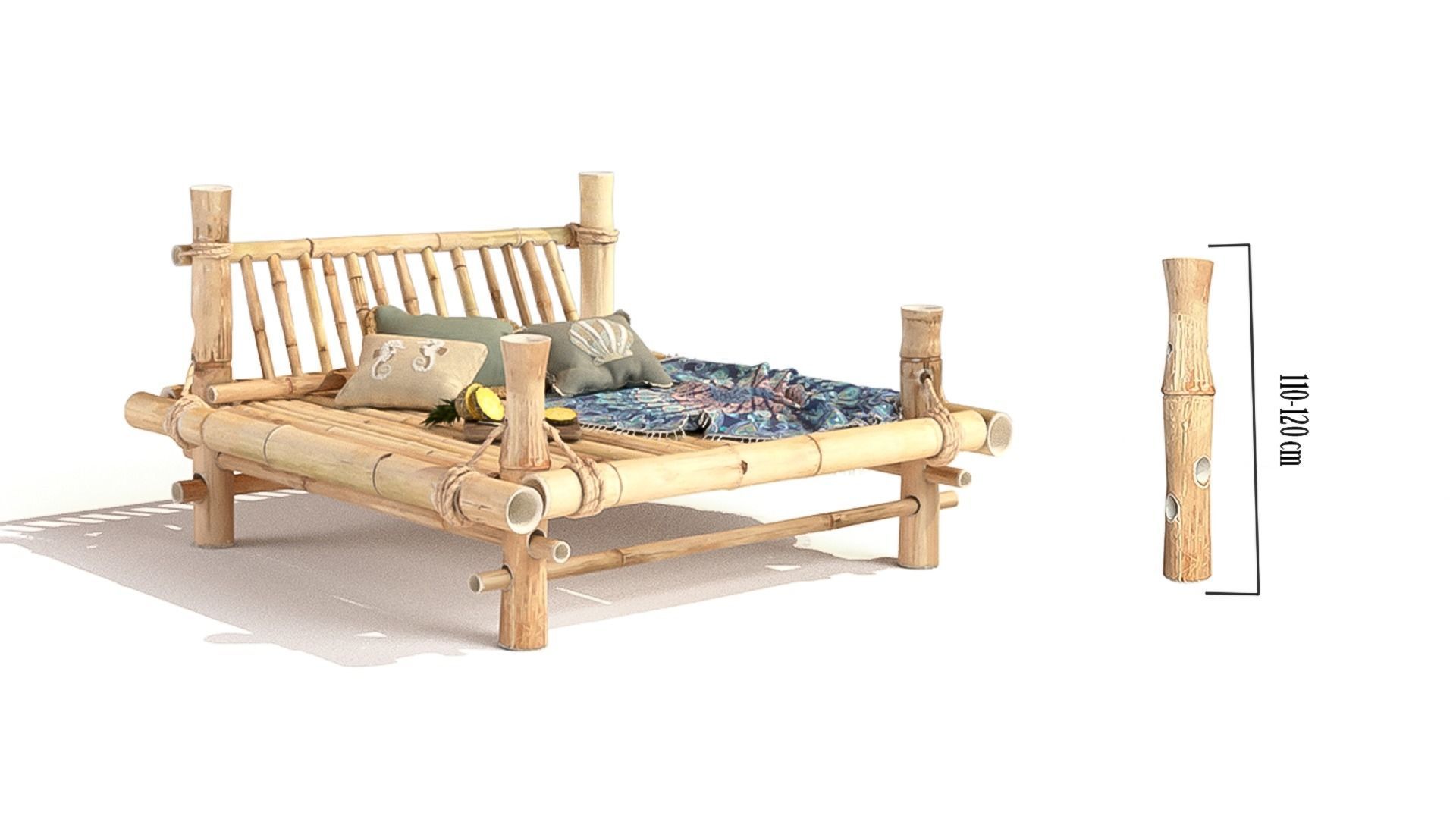 Bamboo Beach Bed Hut 3D model_5