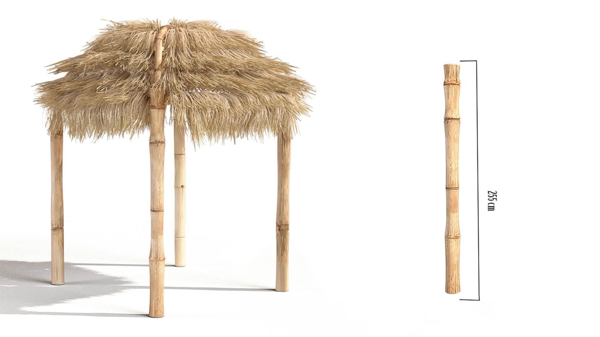 Bamboo Beach Bed Hut 3D model_4